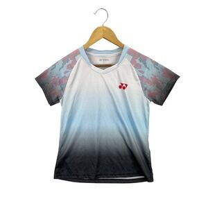 Yonex‎ Kids XL Badminton Tennis T-Shirt Red Black Ombre Athletic Activewear Top